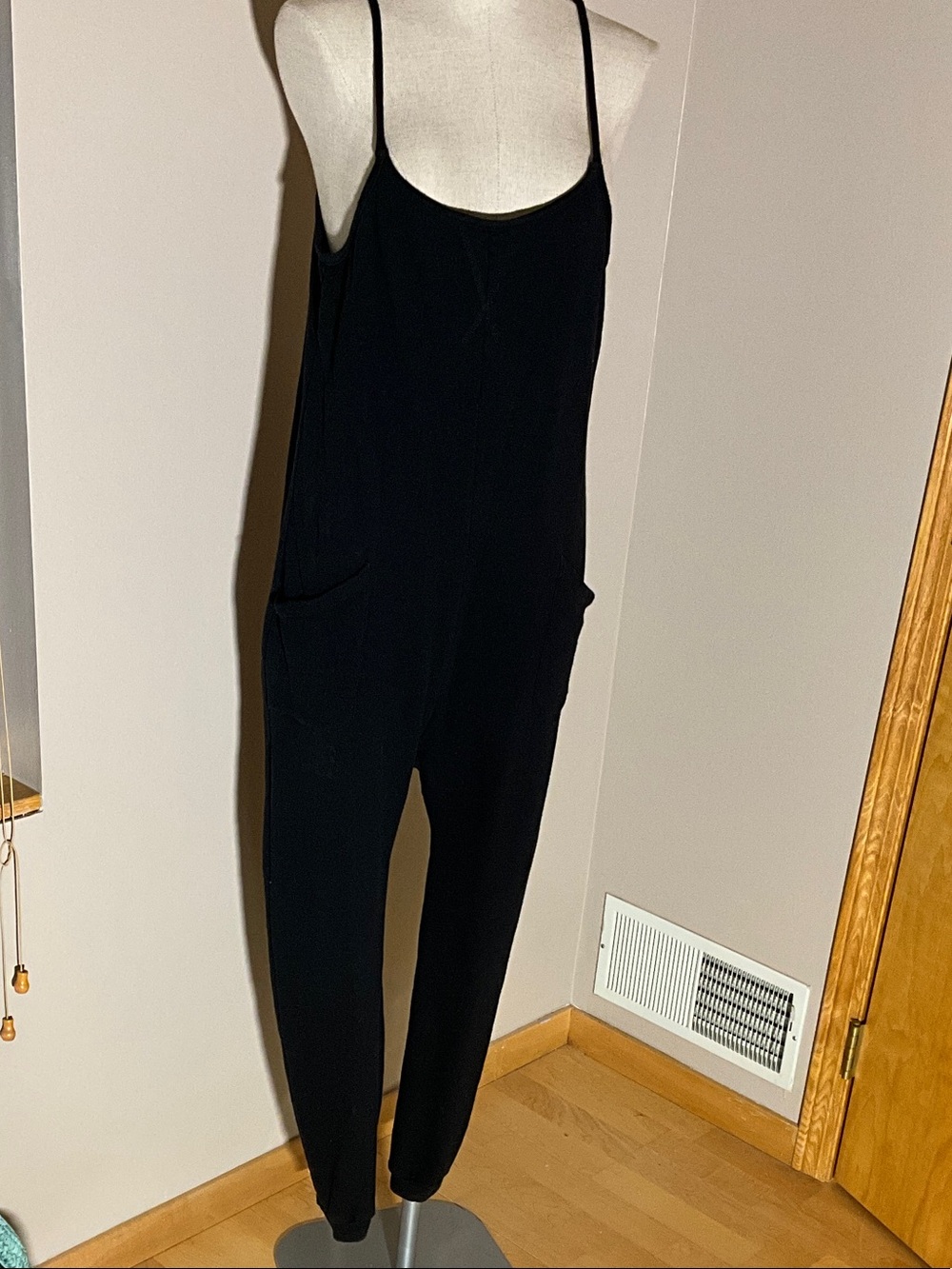 Sleek Black Spaghetti-Strap Jumpsuit